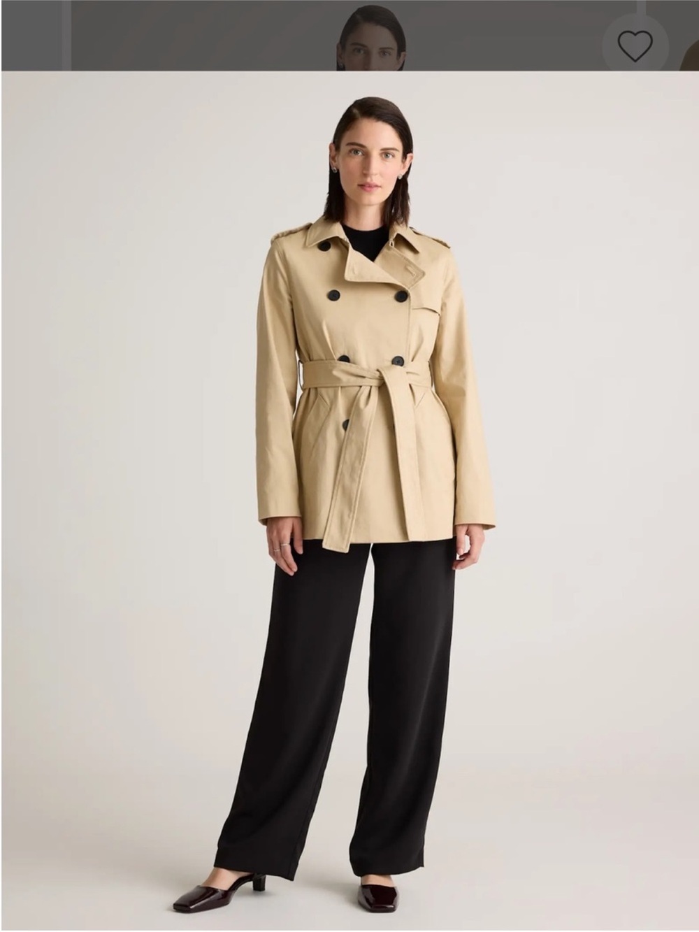 Quince Women's Short Double-Breasted Trench Coat - Beige